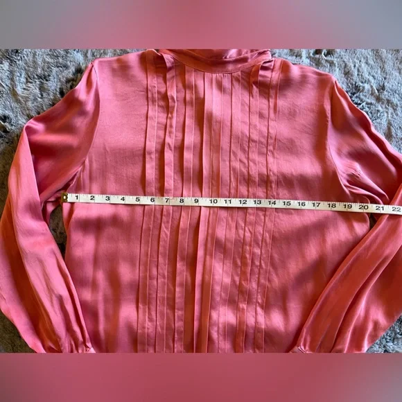 Vintage 100% Silk Jason Prescott Pink Blouse long sleeve button down Large - Picture 13 of 14